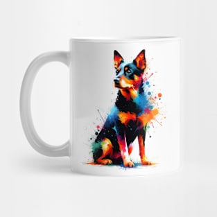 Vibrant Lancashire Heeler in Abstract Splash Art Mug